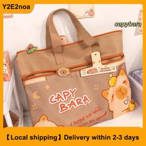 【Local shipping】 Canvas Capybara Students Tutorial Bag Large-capacity With Zipper Tote School Packet School Office Supplies File Bag Student
