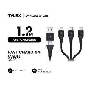 Tylex XC95 2-For-3 Fast Charging Cable Two For Three USB-A + TYPE-C to TYPE-C x2 + iOS Metal Shell Turbo Power Engine Anti Bending
