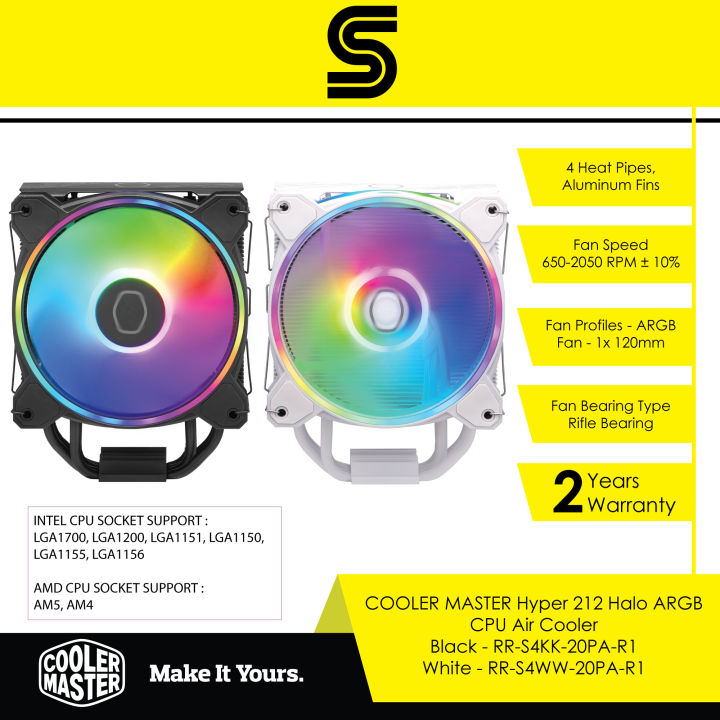 COOLER MASTER Hyper 212 Halo ARGB CPU Air Cooler - Black/White | Lazada