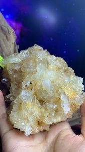 Hoa đá lemurian vàng citrine tự nhiên clear quartz thiên nhiên lắp lánh phong thủy năng lượng vũ trụ cao