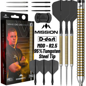 MISSION STEEL TIP DARTS - 22G/24G Mike De Decker V2 R2.5 95% TUNGSTEN DART SET
