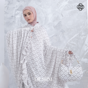 DILSHINE - Mukena Dewasa 2in1 Santorini Silk Motif Monogram Fayra