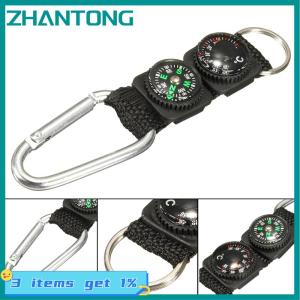 ZHANTONG Universal Multifunction 3 In 1 Camping Climbing Hiking Mini Carabiner Keychain Compass Thermometer Hanger Key Ring
