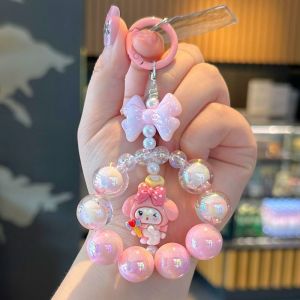 Rantai Tali Telefon Round Beaded Phone Strap Charm Lanyard Charm Melody Kuromi Phone Accessories