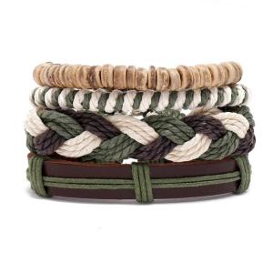 Fashionable Bohemian Style Mens Bracelet Multilayered Wristchain with PU Leather and Beads Casual Wear Accessory