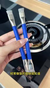 Stainless Steel Wire Brush with Blue Handle for Gas Stove Cleaning - Flat Head Design for Deep Gap Cleaning | Barangan Berkualiti Reka Bentuk Praktikal Mudah Guna