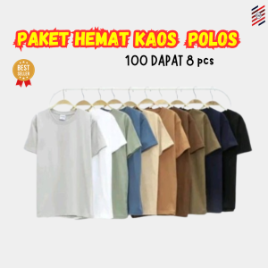 kaos Polos oblong murah pria dewasa 100 8 pcs