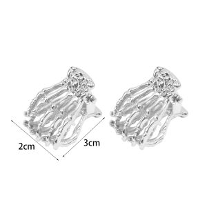 2pcs Fashionable Halloween Skeleton Hand Shark Clip Dark Gothic Punk Metal Ghost Claw Clip Exaggerated Ponytail Hair Accessories