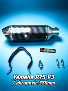 Akrapovic 370mm wth silencer on YAmaha r15V3 stainless elbow