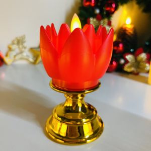Nến hoa Sen điện tử liền Đế -  dùng để ban thờ Phật giáo - LẮP SẴN PIN