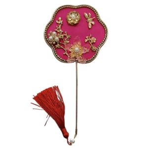 MAOMEI Với  dây chuyền Quạt mini Trung Quốc Phong cách Trung Quốc Tua rua Quạt lụa Trung Quốc Bó hoa cầm tay Cầm tay Người hâm mộ nhóm cô dâu Đám cưới Trung Quốc