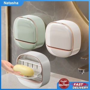 Bathroom Soap Box Wall-Mounted Soap Dispenser Luxury Flip Soap Holder Drain Soap Storage Box