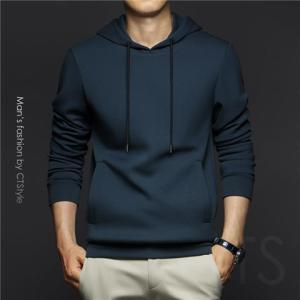 Fashion Athleisure Long Sleeve Pullover Hoodies for Men Spring Autumn Solid Color Sweatshirts