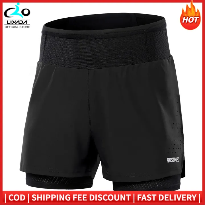 Men 2 in 1 Running Shorts High Waist Athletic Shorts Sport Shorts Workout Shorts with Pockets for Gym Jogging Tennis Lazada PH