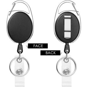 Retractable Badge Reel with Card Holder Reel Clip Key Ring Retractable ID Card Holder Key Chain Holders for Office Name Tag