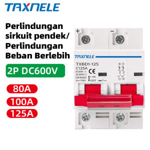 Sistem Fotovoltaik Menggunakan Tenaga Surya 2P DC 600V Dengan Tombol Daya Baterai Mini Breaker 125A 100A 80A DC MCB