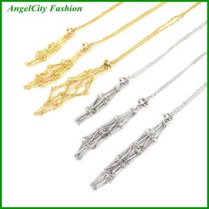 AngelCity Fashion Store Stainless Steel Design Cage Necklace Holder Net Metal Chain Stone Collecting Holder Adjustable Pendant Jewelry
