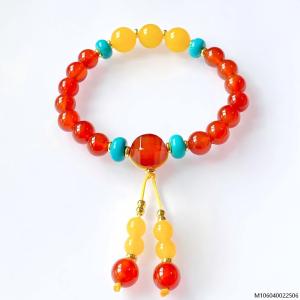 Thousand Crystals and Ten Thousand Beads Natural Red Agate and Yellow Chalcedony Bracelet diy Twisted Bead Tassel Womens Bracelet Live Streaming Stall Accessories 2026