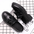 ALVIN Korea Fashion Loafers For Men Casual Leather Loafers Black Leather Shoes School Shoes men high school#8958. 