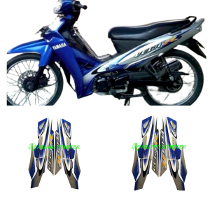 STIKER STRIPING LIS LES BODY MOTOR YAMAHA VEGA R 2006 SILVER-BIRU 1SET STANDAR FULL SET