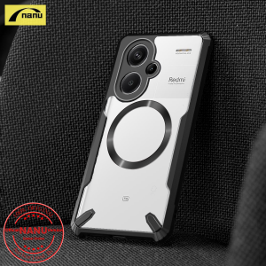 NANU for Xiaomi Redmi Note 13 Pro Plus Magnetic Attraction Case Hard [Bull] Hybrid Shockproof Slim Crystal Clear Cover Double Anti Drop Protection Phone Casing Clear Back Flexible TPU Frame Bumper