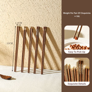 Vision 5Pcs Oil-Free Wax-Free Wooden Chopsticks Household Solid Wood Chopsticks Chicken Wing Wooden Chopsticks Without Paint or Wax One Person One Chopstick For Home Use