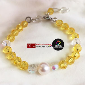 สร้อยข้อมือน่ารัก ราคาเบาๆ สร้อยข้อมือไข่มุกแท้ประดับคริสตัล ไข่มุกเน้นสวย อะไหล่เงินแท้ สินค้าตรงภาพและคลิป ของแท้ ไข่มุกแท้ 100%