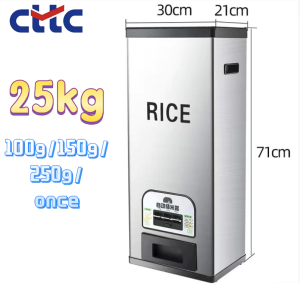 CTTC Rice Storage 25 /20Kilos Rice Household Automatic Rice Dispenser Steel Rice Bucket Cylinder