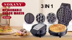 RAF 3 IN1 Set Mini Donut Maker Machine Electric Sandwich Maker Medium Donut Maker Breakfast Cake Waffle Maker Automatic tough mama Dessert Maker Waffle & Crepe Makers
