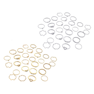 28 Pieces Fashionable Waving Rings Set With Heart Styles and Rhinestones Detailing for Romance Styles Casual Wear