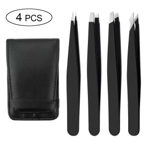 4/5Pcs Stainless Steel Eyebrow Tweezers/Brow Clip/Slanted Eye Brow Clips/Oblique Eyebrow Clip/Fine Hairs Puller/Professional Eye Lashes Extension Set Make up Tools.