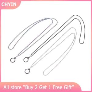 [COD] CHYIN Anti-Lost Pen Lanyard Anti-drop Portable Metal Chain Necklace Lanyard Metal Lanyard Sling Snake Bone Chain With Rubble Ring