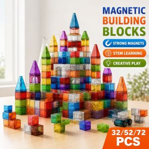 Magnetic Building Blocks 32 40 52 100 Pcs Abs Stem Educational Creative Play Toy For 2-6 Years Kids