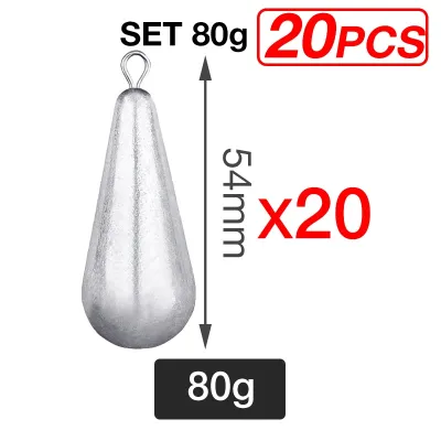 20pcs Fishing Gear 5G-80G Lead Sinker Copper Ring Sea Fishing Lead Sinker Tackle Sinker For Fishing