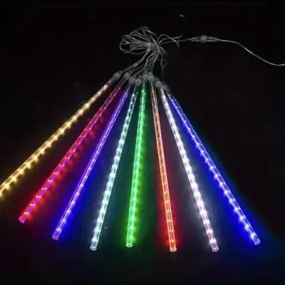 LED meteor shower rain light 30cm water droplets/icicles of snow falling raindrops 8-tube waterproof waterfall light suitable for weddings Christmas home decoration