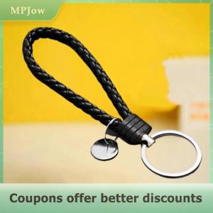 【MPJow】 2Pcs Set PU Leather Braided Woven Rope Keychain DIY Bag Pendant Key Chain Holder Key Car Trinket Keyring Men Women Gift Jewelry