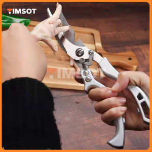 TIMSOT Kitchen Scissors Japan Made Heavy Duty Stainless Steel Multipurpose Meat Scrape Fish Scales Food Scissors