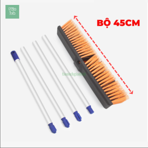 Chổi chà sàn công nghiệp vệ sinh tấm pin năng lượng mặt trời sợi cước nhựa PP kích thước 45cm 60cm tay cầm dài 151cm