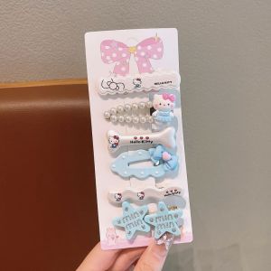 TUmama Bộ Kẹp Tóc Hello Kitty dễ thương cho trẻ em-Ngôi Sao và thiết kế nơ đáng yêu với điểm nhấn ngọc trai phong cách ngọt ngào cho bé gái