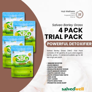 BUNDLE 4 - SBG Trial Pack (80grams) 100% Pure and Organic Salveo Barley Grass Boost your Immune and Healthy Drinks HW