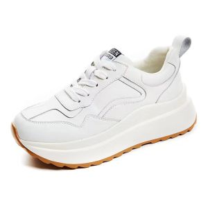 White Korean style thick soled sports shoes Low top design waterproof material One size larger will provide the best fit#957