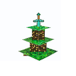 Minecraft Theme Birthday Party Decoration Pixel World Party Supplies Mini World Disposable Cake Rack