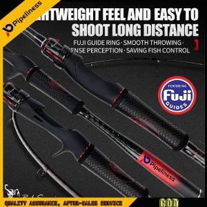 【COD】Pipeliness fishing rod Set M action ultra-sensitive/ conduction fishing rod with original fuji ring/ 2 section high carbon rod 198cmX-Cross carbon ribbon craft