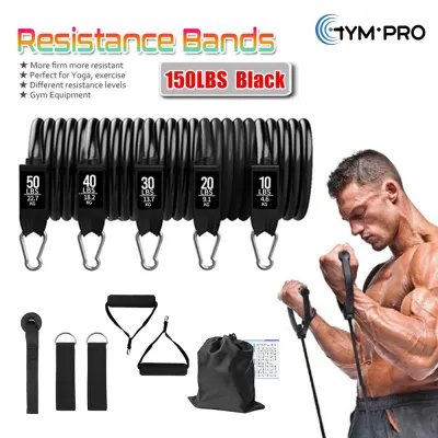 GYMPRO Fitness Resistance Bands Set Yoga 5 Tube Workout Bands Home Exercise Bands with Door Anchor Handles Ankle Straps Gym Equipment