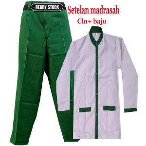 SETELAN SERAGAM SEKOLAH SD MADRASAH MDA MI LIS HIJAU LAKI LAKI-
