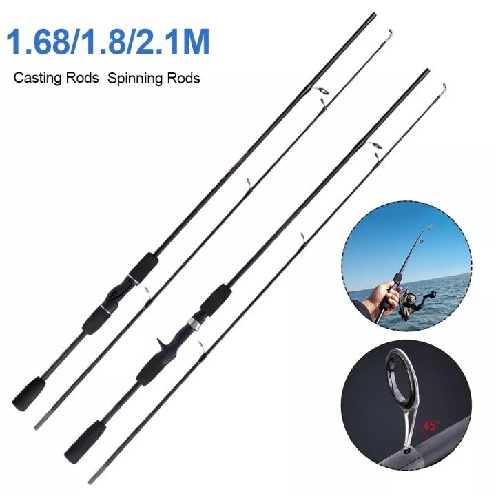 Outdoor Alliance Portable Fishing Rod 1.68/1.8/2.1m Carbon Fiber Lightweight  Spinning Rods Baitcasting Rods EVA Grip Freshwater Saltwater Tackle