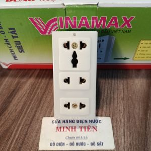 Ổ cắm điện 3 lỗ cắm đa năng chính hãng Vinamax Hinoki hàng Việt Nam chất lượng cao.