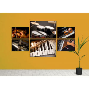 (ẢNH THẬT) Tranh treo tường dụng cụ âm nhạc 36 trang trí decor phòng tập quán kèm đinh
