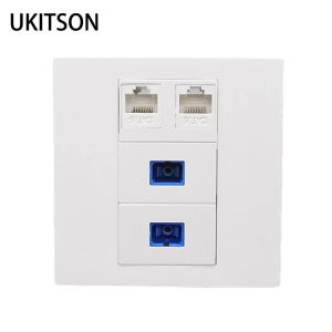 Dual CAT6 RJ45 LAN melalui Panel Faceplate dengan 2 port SC Fiber-optic Socket perempuan rangkaian penyambung Wall Face Outlet