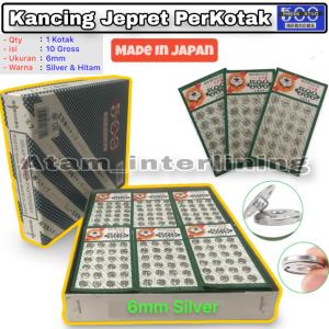 1 Kotak isi 10 Gross | Kancing Jepret 500 Asli Jepang Diameter 6mm Silver / Nikel | Kancing Cetet | Kancing Tekan | Kancing Knop | Kancing Popper tich | Snap Button | Kancing Cetet Kualitas sangat bagus
